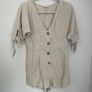 Button-down linen romper | cream romper for summer